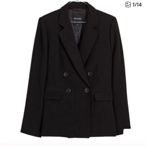 NWT Madewell Classic Black The Rosedale Double-Breasted Blazer